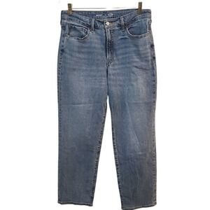 Old Navy Women's OG Loose Straight Leg Jeans in Medium Blue Wash